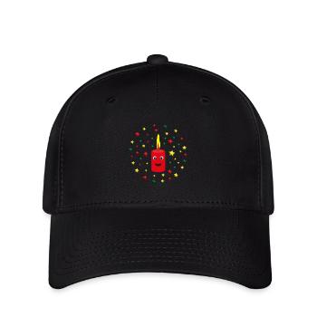1. Adventskerze mit Sternen. - Flexfit Cap - Schwarz - Vorne