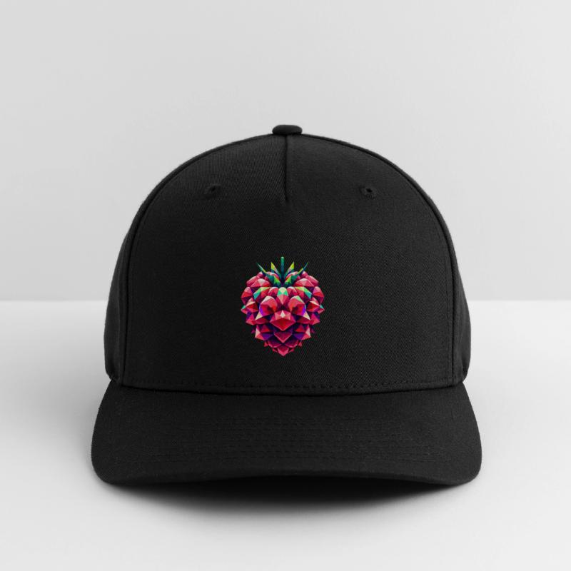 Geometric Raspberry: Vivid Low-Poly Artwork Flexfit Cap
