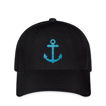 Anker Wellen und Meer - Flexfit Cap - Schwarz - Vorne