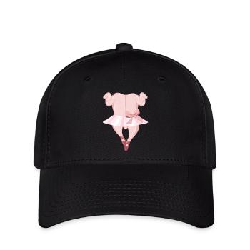 Ballerina Brathähnchen mit Tütü und Ballettschuhe - Flexfit Cap - Schwarz - Vorne