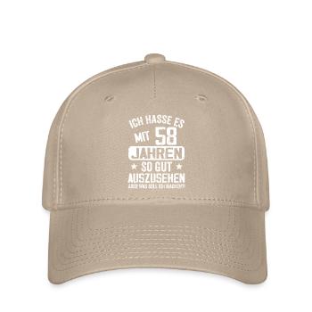 58 Jahre Jung - Vintage Geburtstagsspruch - Flexfit Cap - Khaki - Vorne