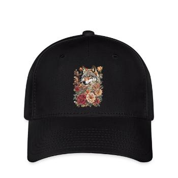 Loup et fleurs - Casquette Flexfit - noir - Devant