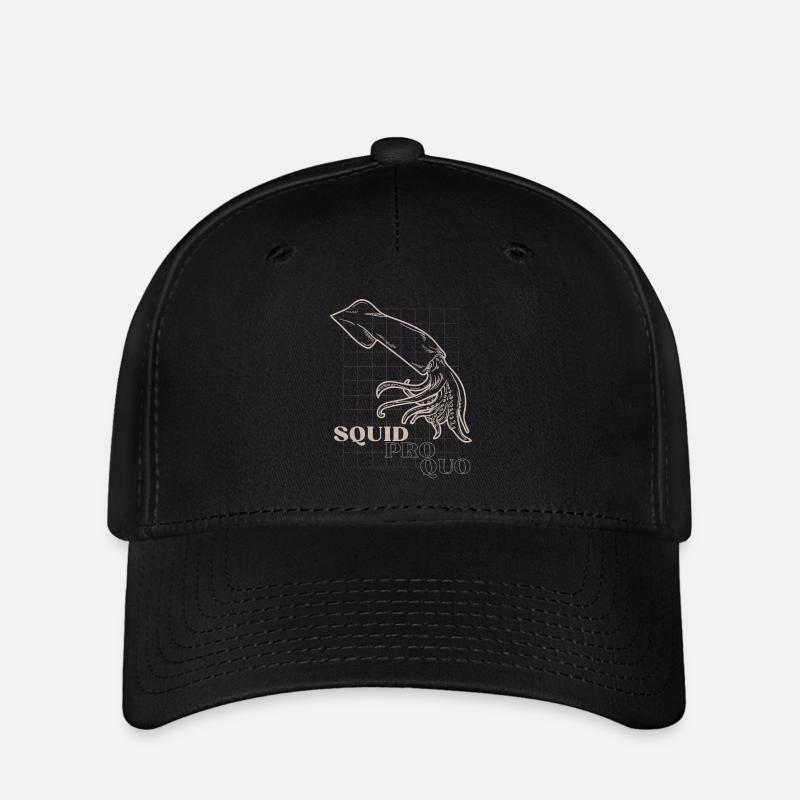 Squid Pro Quo Line Art Grid - Flexfit Cap - black