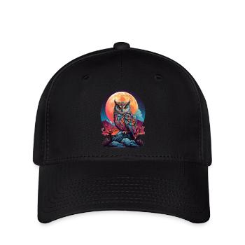 MYSTIQUE AU CLAIR DE LUNE : LA VEILLÉE NOCTURNE D’UN HIBOU COLORÉ - Casquette Flexfit - noir - Devant