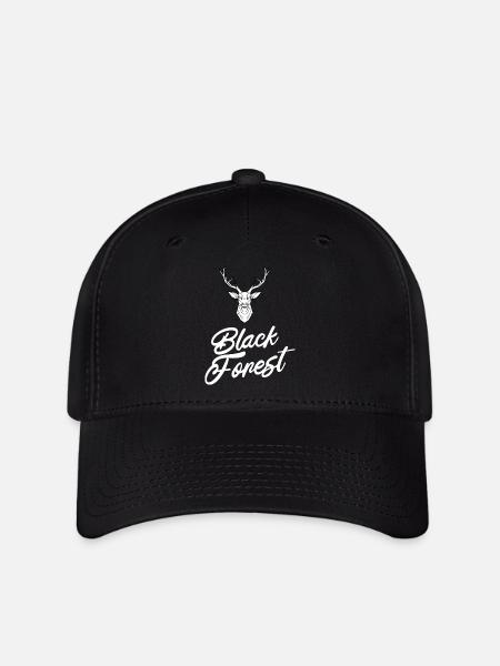 Black Forest mit Hirsch - cooles Design - Flexfit Cap - Schwarz