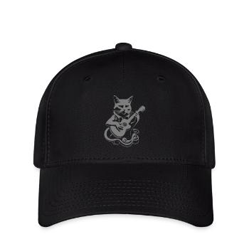 Weiße Steampunk Powerkatze - Flexfit Cap - Schwarz - Vorne