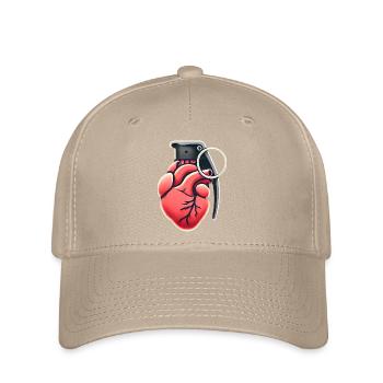 Explosive Herzgranate Design - Flexfit Cap - Khaki - Vorne