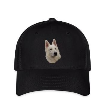 weisser Schäferhund Kopf - Flexfit Cap - Schwarz - Vorne
