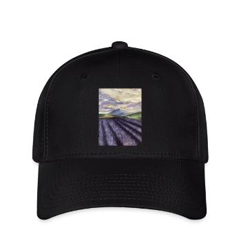 Ölgemälde Lavendel Lavendelfeld lila Landschaft - Flexfit Cap - Schwarz - Vorne