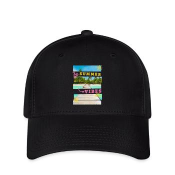 Summer Beach Sea Palm Trees Vacation Summer Time - Flexfit Cap - black - Front