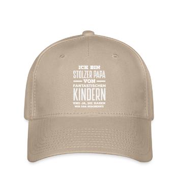 Lustiges Vatertag Geschenk Papa Bier - Flexfit Cap - Khaki - Vorne