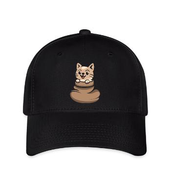 Cute cat looking out of brown sack - Flexfit Cap - black - Front