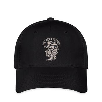 Line Dance Schädel mit Hut Rosen - Flexfit Cap - Schwarz - Vorne