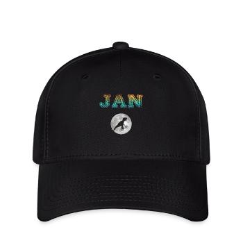 JAN - Beau prénom de garçon avec dinosaure - Casquette Flexfit - noir - Devant