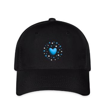 Blaues Herz mit vielen Sternen. - Flexfit Cap - Schwarz - Vorne