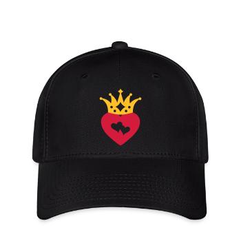 Mit Herz & Krone / Doppelherz - Flexfit Cap - Schwarz - Vorne