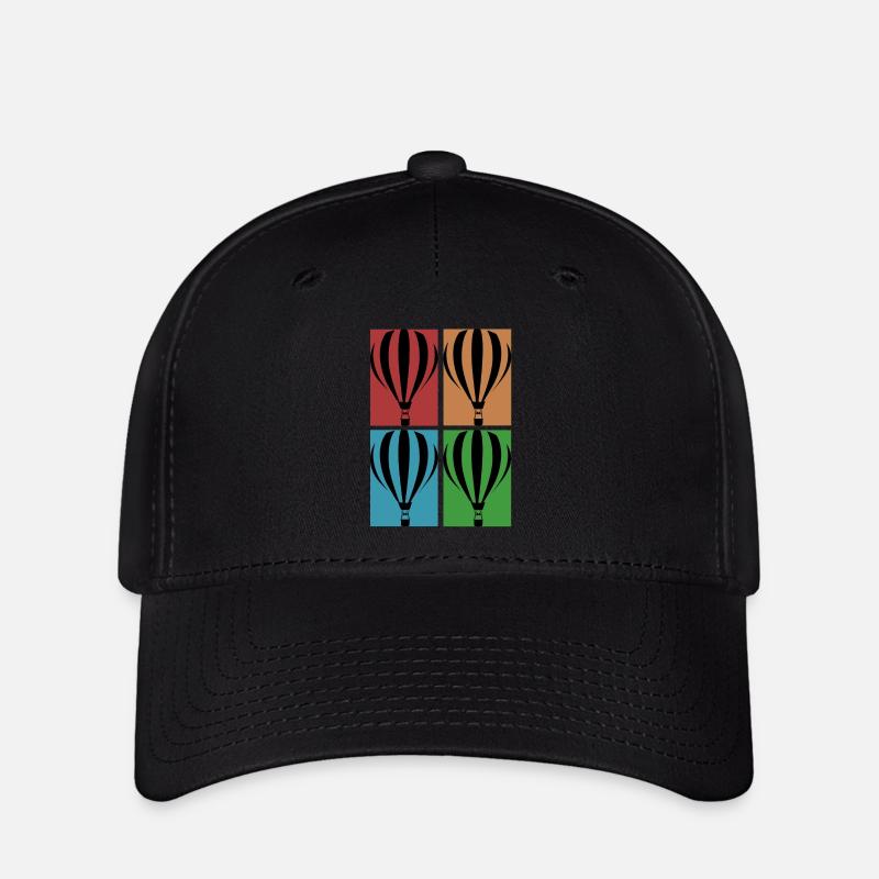 Hot air balloon collage - Flexfit Cap - black