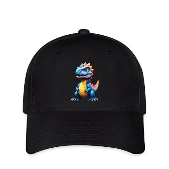 Dino, Dinosaurier, individuellen Text, gestalten - Flexfit Cap - Schwarz - Vorne