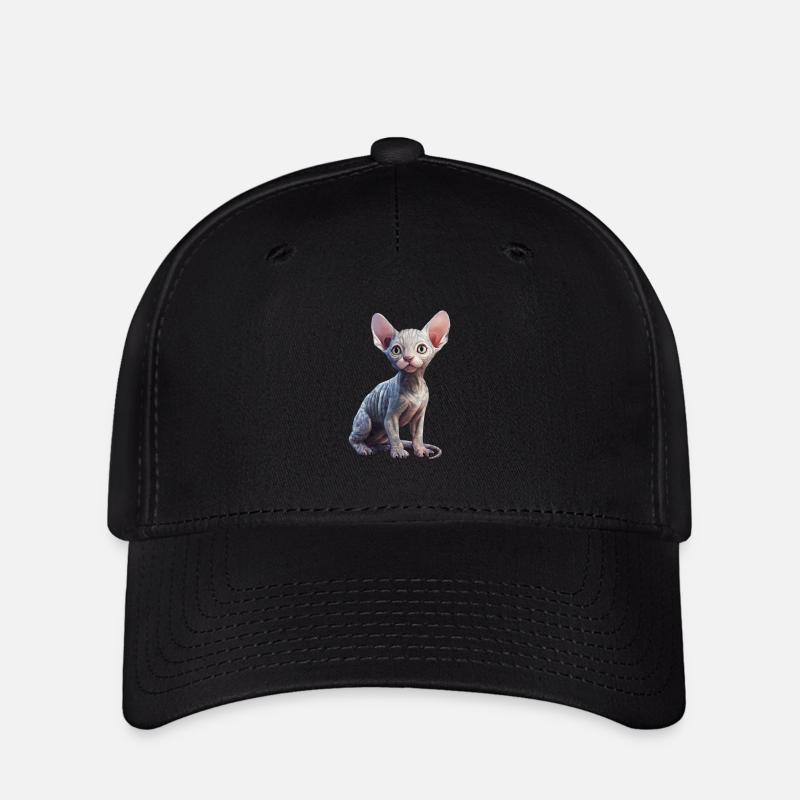 Chat porcelaine sphynx - Casquette Flexfit - noir