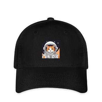 chat astronaute - Casquette Flexfit - noir - Devant