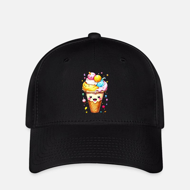 ice cream cone - Flexfit Cap - black