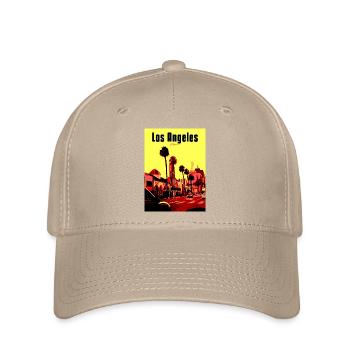Los Angeles PopArt Straßenszene - Flexfit Cap - Khaki - Vorne