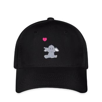 Baby Elefant mit Herz Luftbalon - Flexfit Cap - Schwarz - Vorne