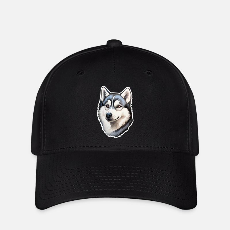 Siberian Husky Head - Flexfit Cap - black