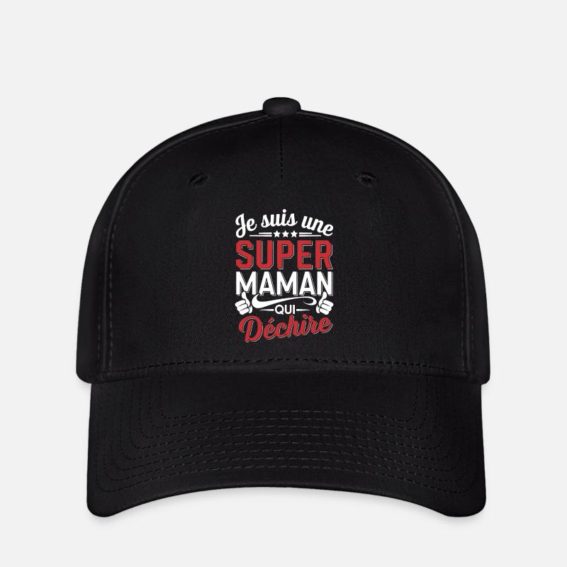 A Super Mom Who Rips - Flexfit Cap - black
