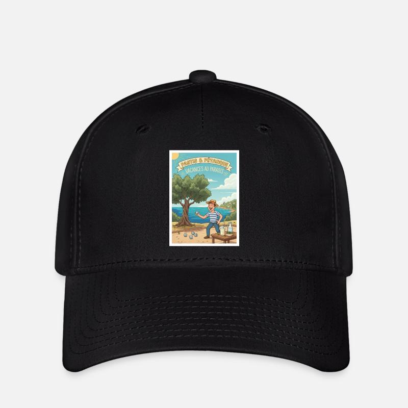 Vacances Pastis Pétanque Paradis - Casquette Flexfit - noir