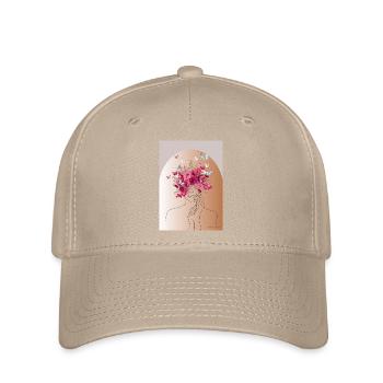 Blütenkopf mit Schmetterlingskrone - Flexfit Cap - Khaki - Vorne