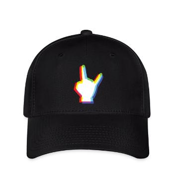 ROCK HAND Glitch Art RGB-Split - Flexfit Cap - Schwarz - Vorne