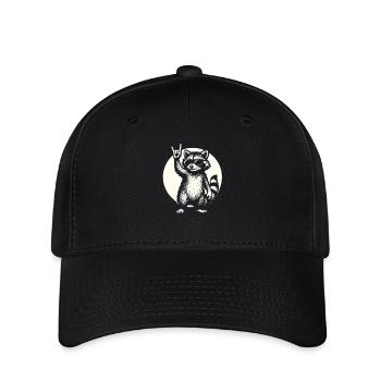 Rock Musique raton laveur Drôle Humour Idée cadeau - Casquette Flexfit - noir - Devant