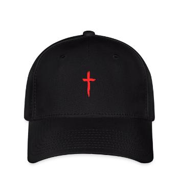 Kreuz Christentum Religion Rot - Flexfit Cap - Schwarz - Vorne