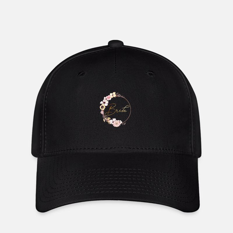 peachy_wreath_bride - Flexfit Cap - black
