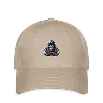 Gorilla mit Goldkette - Flexfit Cap - Khaki - Vorne