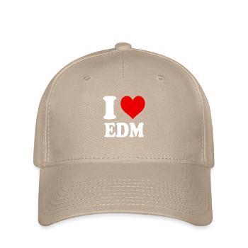 I Love EDM Heart Funny Witty - Flexfit Cap - khaki - Front