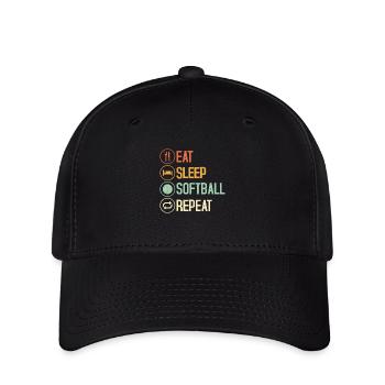 Eat Sleep Softball Répéter l’équipe de baseball - Casquette Flexfit - noir - Devant