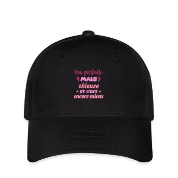 Pas parfaite mais skieuse,ski,montagne - Casquette Flexfit - noir - Devant