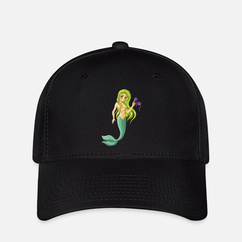 Nixe - Meerjungfrau - Flexfit Cap - Schwarz
