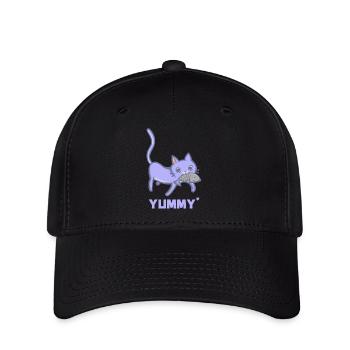 Chat et poisson - dent sucrée - Casquette Flexfit - noir - Devant