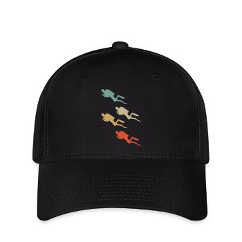 Retro Vintage Design Tauchen Taucher Schwimmer - Flexfit Cap - Schwarz - Vorne