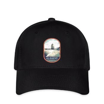 Badge retro, Algarve Portugal, plage été soleil - Casquette Flexfit - noir - Devant