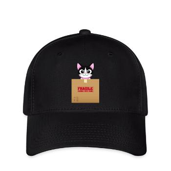 Kitten on Fragile Box Kawaii - Flexfit Cap - black - Front