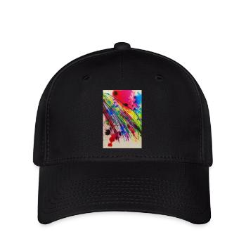 Farbspritzer und Linien - Flexfit Cap - Schwarz - Vorne