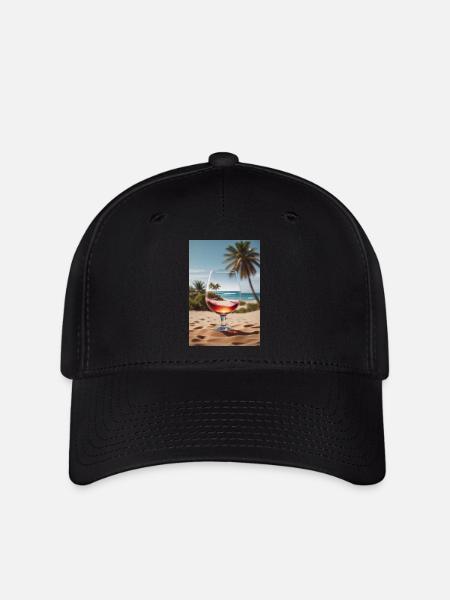 Strand Weinglas - Flexfit Cap - Schwarz