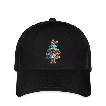 Mr.Tree, witziger Weihnachtsbaum Mann mit Saxophon - Flexfit Cap - Schwarz - Vorne