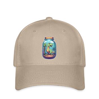 Dinosaur in a Cartoon Jar - Flexfit Cap - khaki - Front