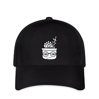 Cooler Kaktus mit Brille - Flexfit Cap - Schwarz - Vorne