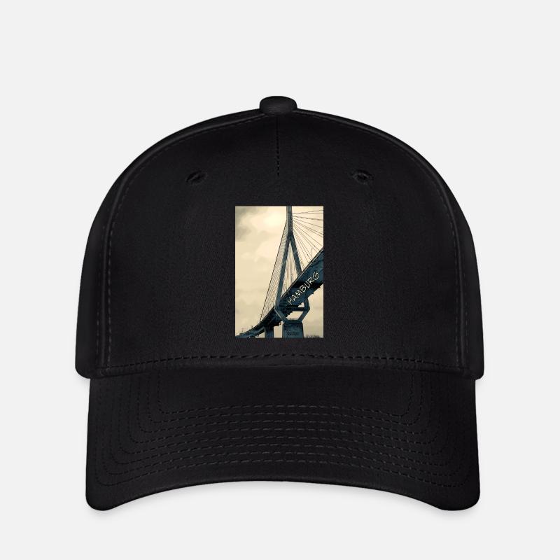 Illustration de la ligne d’horizon des ponts de Hambourg - Casquette Flexfit - noir